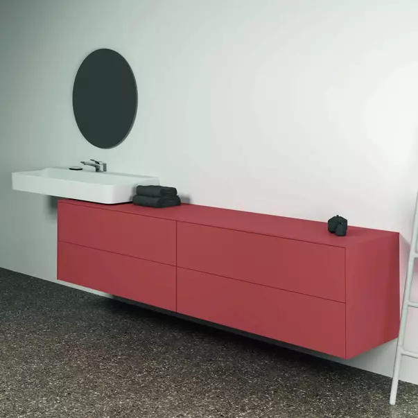 Dulap baza suspendat Ideal Standard Atelier Conca  rosu - oranj mat 4 sertare cu blat 240 cm picture - 6