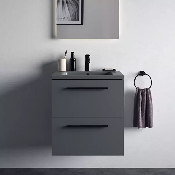 Dulap baza suspendat Ideal Standard i.life B gri quartz mat 2 sertare 60 cm picture - 8