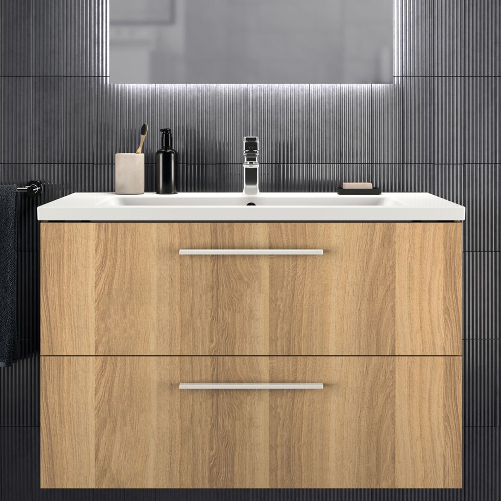 Dulap baza suspendat Ideal Standard i.life B finisaj stejar natural 2 sertare 100 cm 100