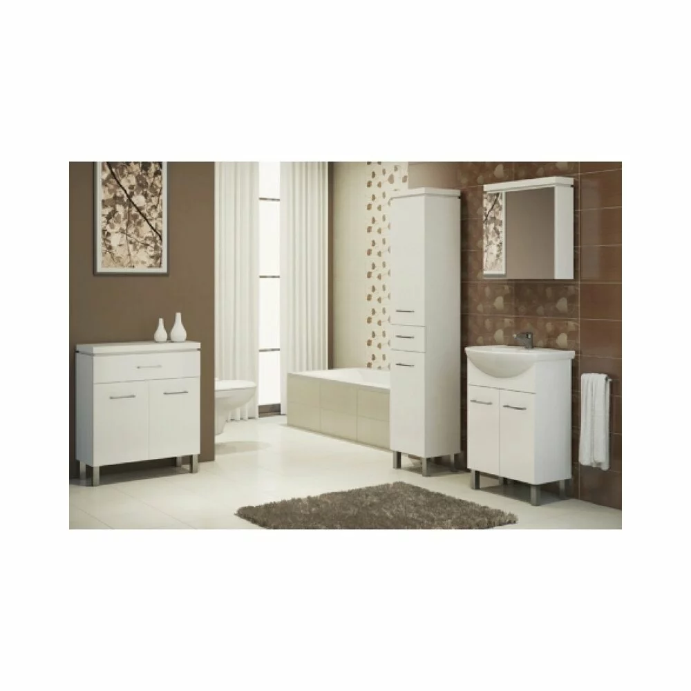 Dulap suspendat cu oglinda Cersanit Olivia mdf alb 56x56 cm S543