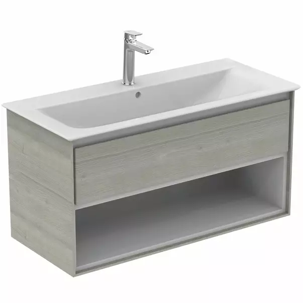 Dulap suspendat pentru lavoar gri deschis lemn Ideal Standard Connect Air 100 cm cu spatiu depozitare picture - 3