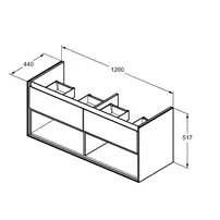 Dulap suspendat pentru lavoar gri deschis lemn Ideal Standard Connect Air 120 cm cu spatiu depozitare picture - 4