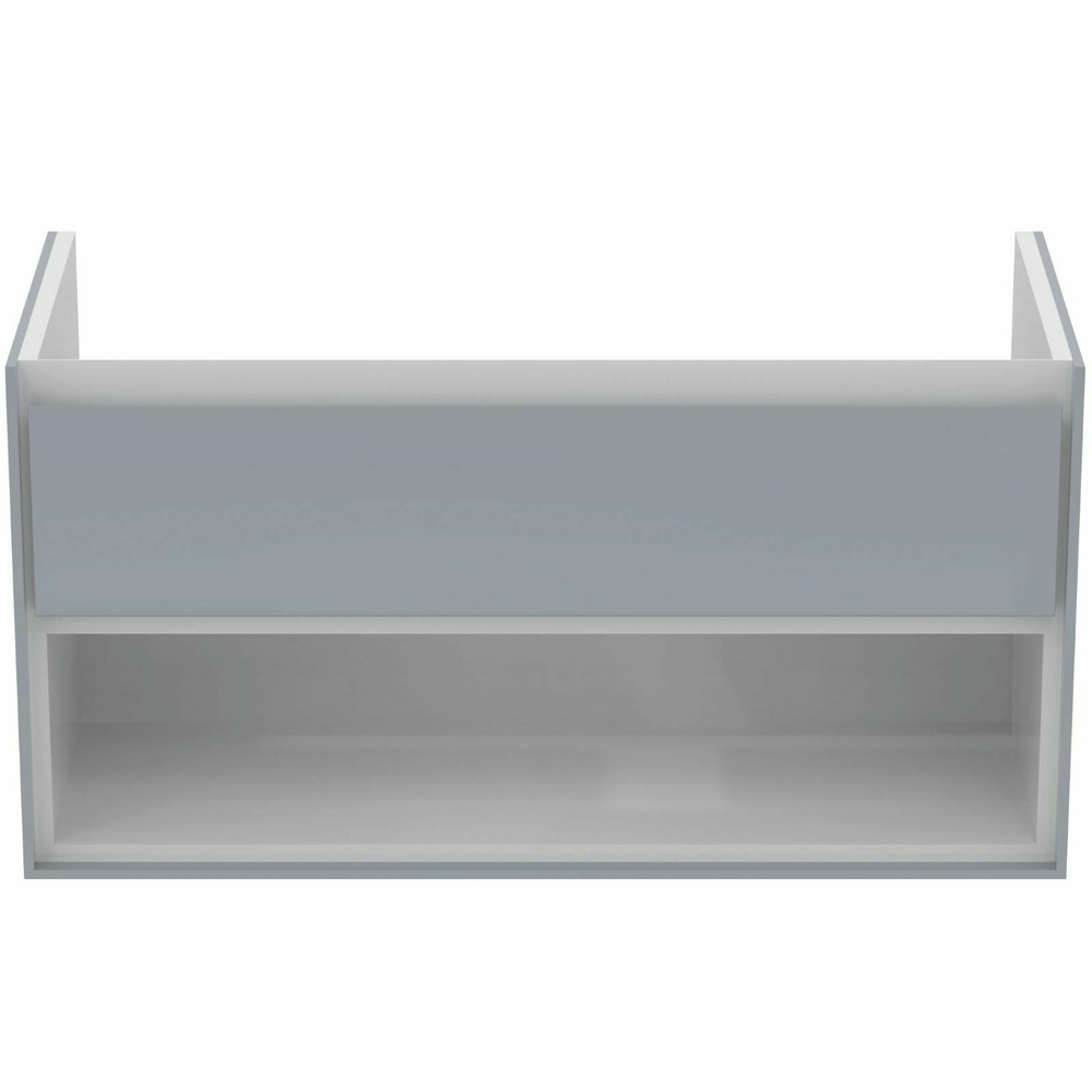 Dulap suspendat pentru lavoar gri deschis mat Ideal Standard Connect Air 100 cm cu spatiu depozitare 100