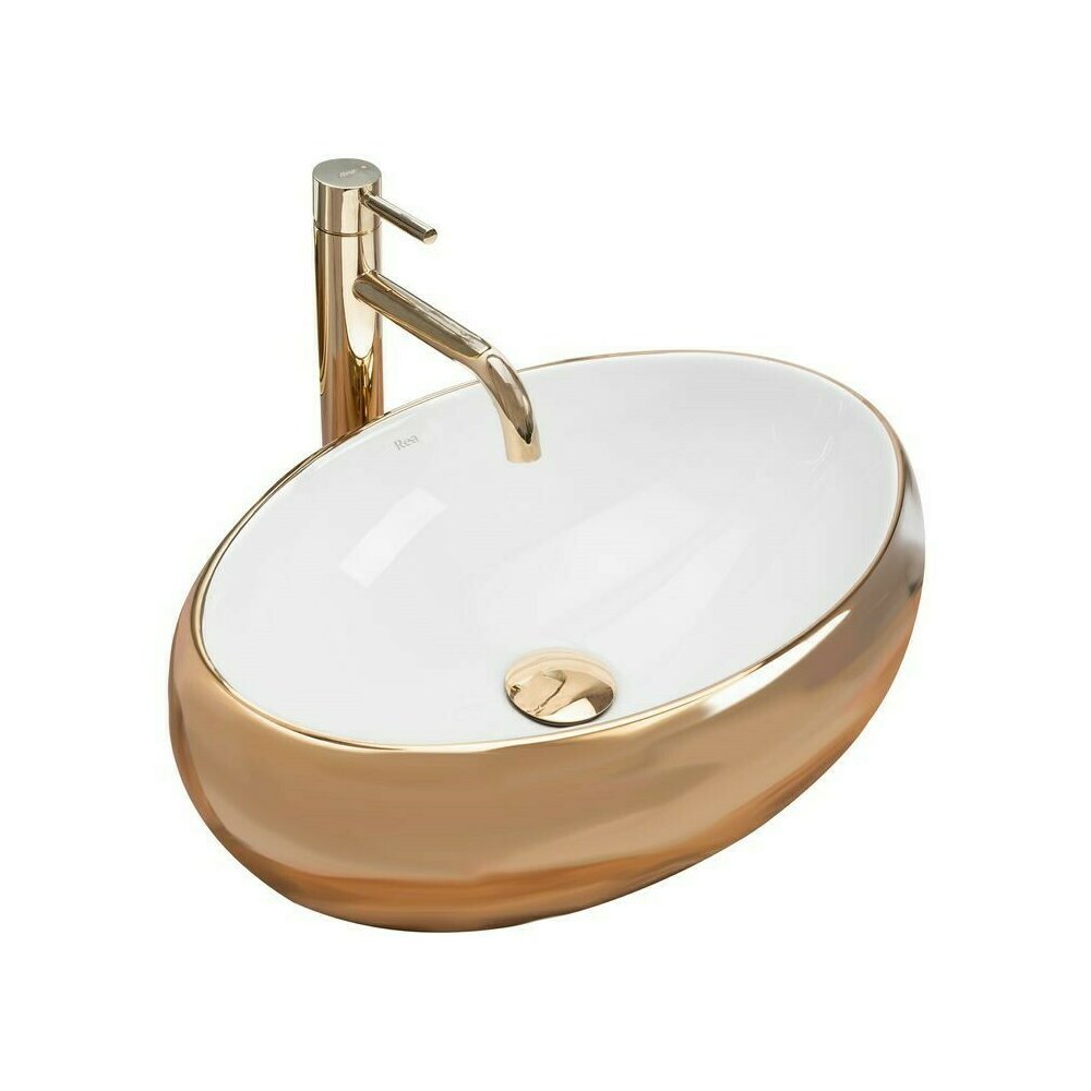 Lavoar alb/auriu pe blat Rea Linda Gold White 48,3 cm Lavoar alb/auriu pe blat Rea Linda Gold White 48,3 cm