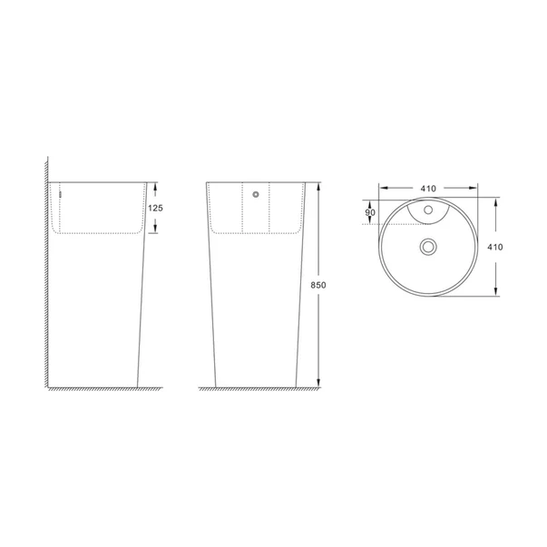 Lavoar freestanding Fluminia Athos-B alb 40 cm picture - 2