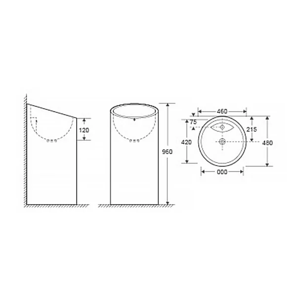 Lavoar freestanding Fluminia Jussac-46 alb 46 cm picture - 2