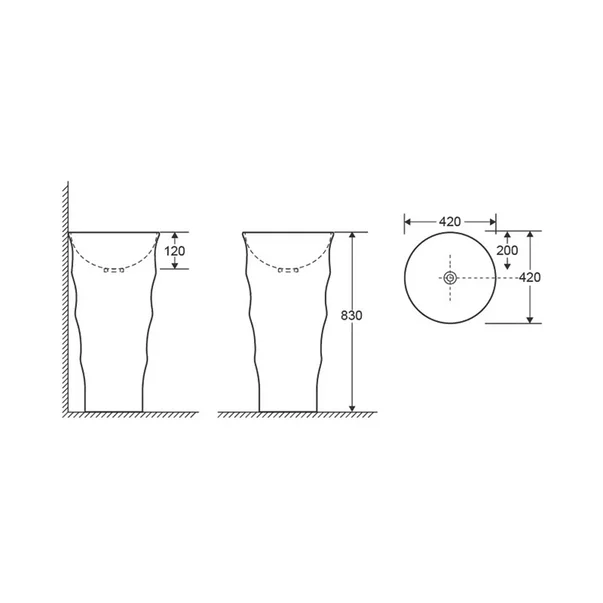 Lavoar freestanding Fluminia Novicia alb 42 cm picture - 2