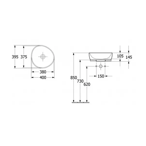 Lavoar pe blat alb oval Villeroy&Boch Antao 40 cm picture - 5