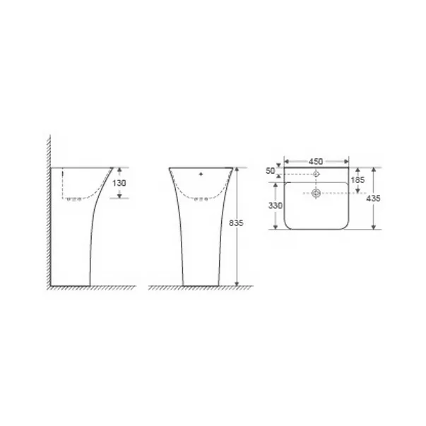 Lavoar freestanding Fluminia Aramis alb 45 cm picture - 2