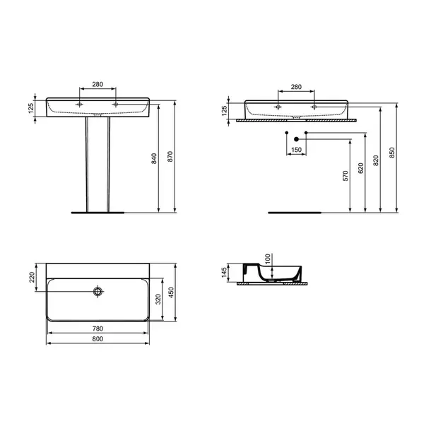 Lavoar suspendat Ideal Standard Atelier Conca 80 cm alb lucios picture - 11