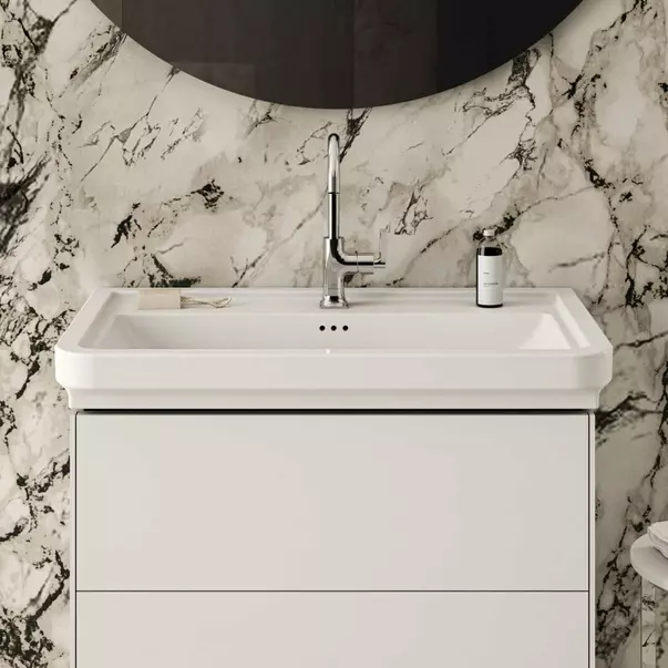 Lavoar pe mobilier Ideal Standard Atelier Calla alb lucios 87 cm cu orificiu baterie si preaplin picture - 5