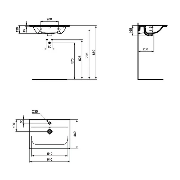 Lavoar pe mobilier Ideal Standard Connect Air 64x46 cm negru mat picture - 2