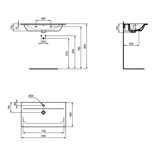 Lavoar pe mobilier Ideal Standard Connect Air 84x46 cm negru mat picture - 2