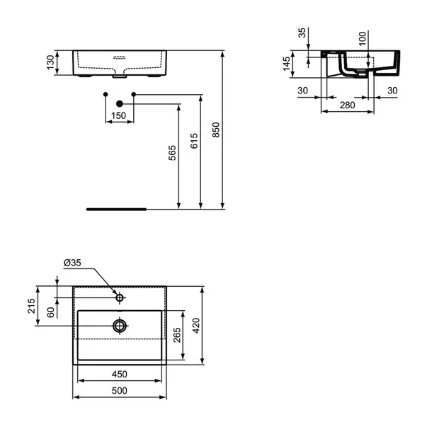 Lavoar semiincastrat Ideal Standard Atelier Extra alb mat 50 cm picture - 8