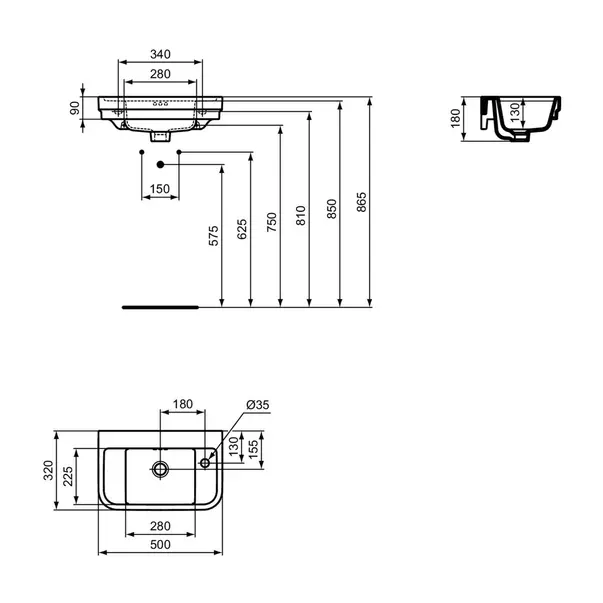 Lavoar suspendat Ideal Standard Atelier Calla alb lucios 50 cm cu orificiu baterie dreapta picture - 12