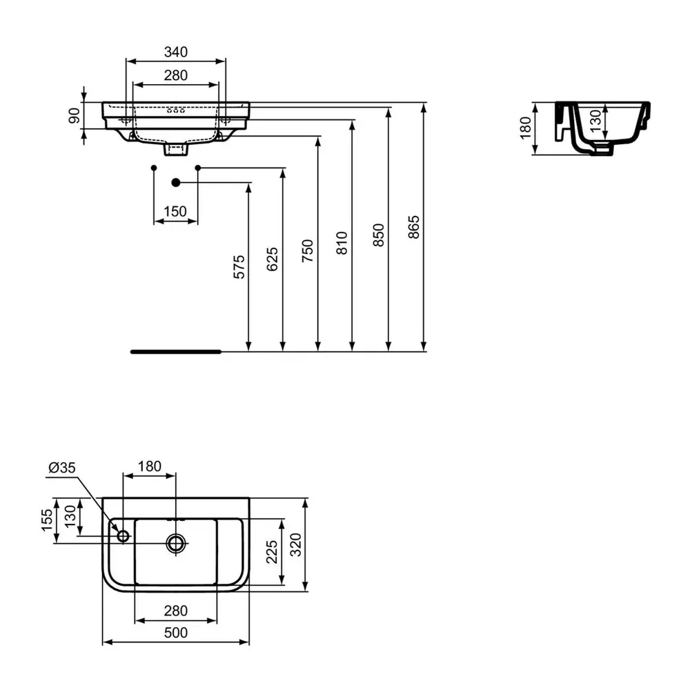 Lavoar suspendat Ideal Standard Atelier Calla alb lucios 50 cm cu