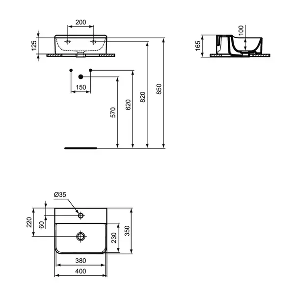Lavoar suspendat Ideal Standard Atelier Conca 40 cm alb lucios cu orificiu baterie picture - 12