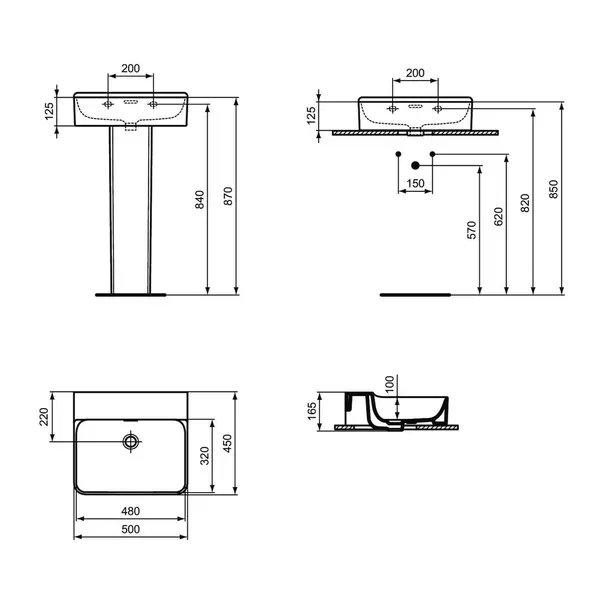 Lavoar suspendat Ideal Standard Atelier Conca 50 cm alb mat cu orificiu baterie si preaplin picture - 12
