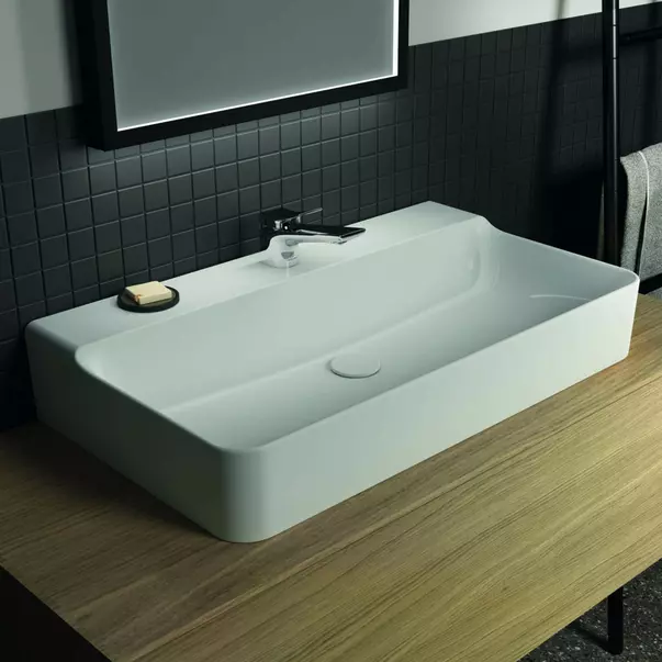 Lavoar suspendat Ideal Standard Atelier Conca 80 cm alb lucios cu