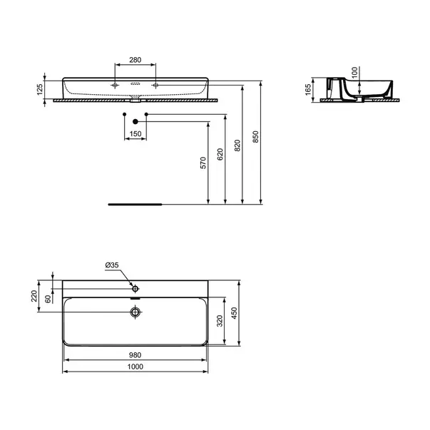 Lavoar suspendat Ideal Standard Atelier Conca100 cm alb mat picture - 12