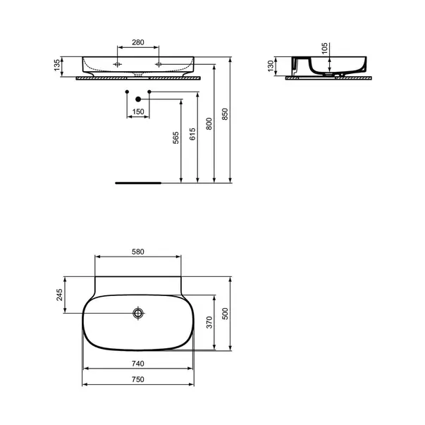 Lavoar suspendat Ideal Standard Atelier Linda-X 75 cm alb lucios picture - 11