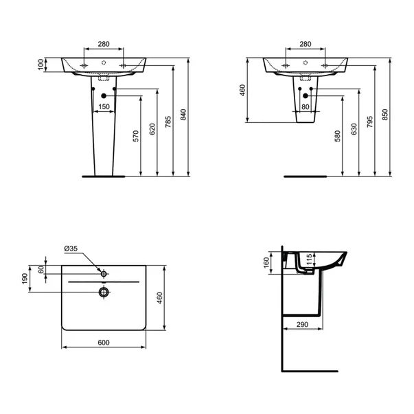 Lavoar suspendat Ideal Standard Connect Air Cube 60x46 cm negru mat picture - 2