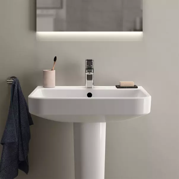 Lavoar suspendat Ideal Standard i.life B alb lucios 50 cm cu orificiu baterie si preaplin picture - 5