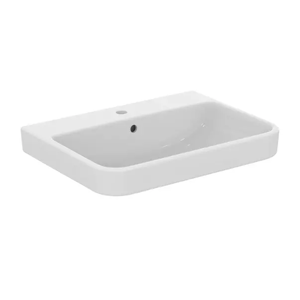 Lavoar suspendat Ideal Standard i.life B alb lucios SmartGuard 65 cm cu orificiu baterie si preaplin