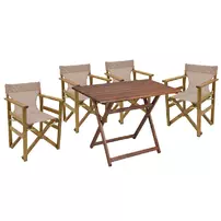 Set de gradina Pakoworld Retto lemn masiv de nuc 5 piese maro