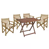 Set de gradina Pakoworld Retto lemn masiv de nuc 5 piese bej