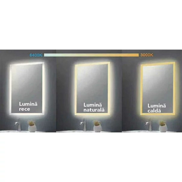 Oglinda cu iluminare LED si dezaburire Fluminia Cleopatra 100 cm plus lupa cosmetica picture - 5