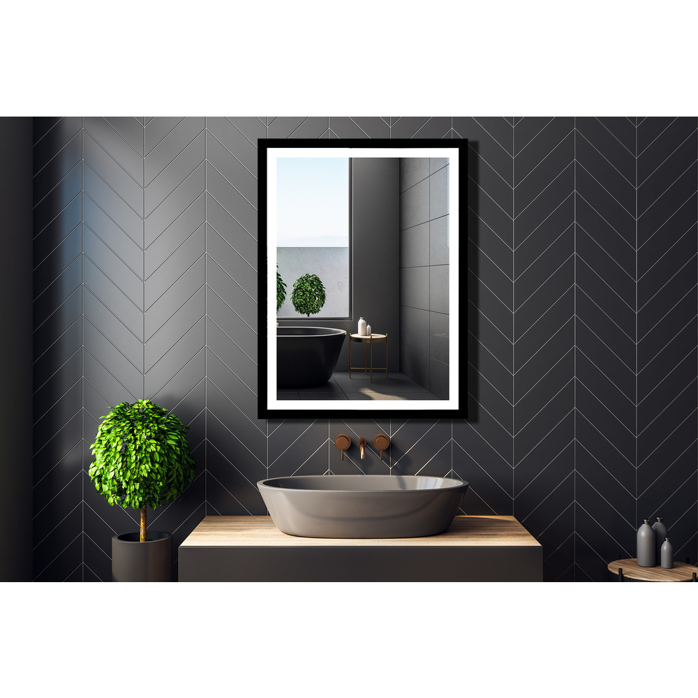 Oglinda cu iluminare Led Venti Luxled negru 60 cm x 80 cm baie imagine 2022
