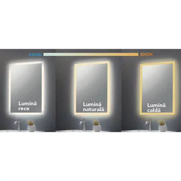 Oglinda cu iluminare si dezaburire Fluminia Calatrava Ambient 80 cm picture - 3