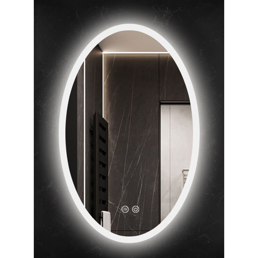 Oglinda ovala Fluminia Picasso cu iluminare LED exterior si dezaburire baie imagine noua 2022