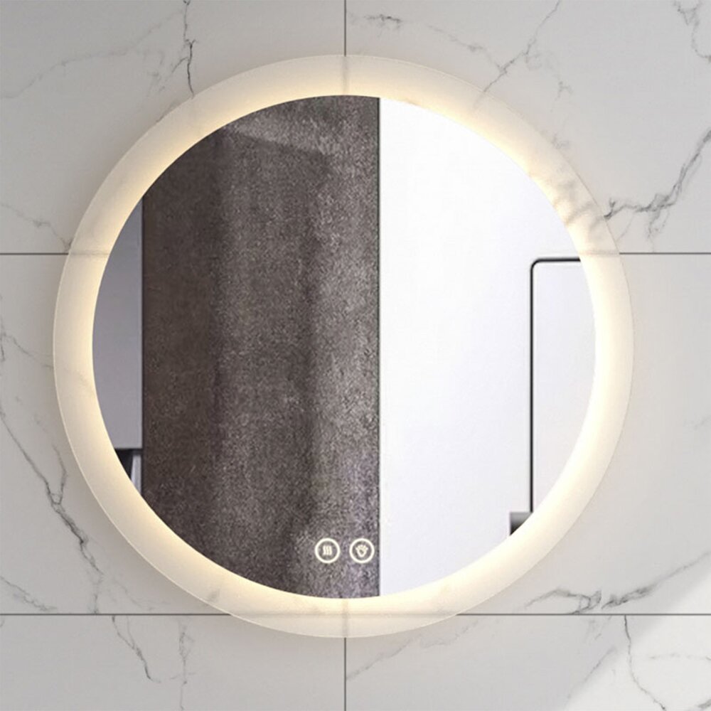 Oglinda rotunda Fluminia Miro R60 cu iluminare LED si dezaburire baie imagine noua 2022