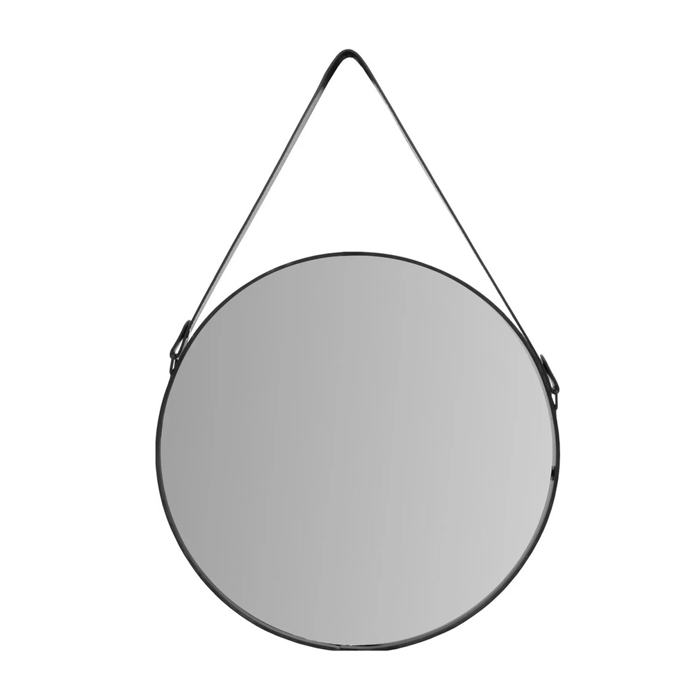 Oglinda rotunda Rea Loft CFZL-MR070 rama metalica cu curea neagra 70 cm Baie