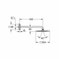 Palarie dus Grohe Rainshower seria F10 cu brat de dus 422 mm picture - 2