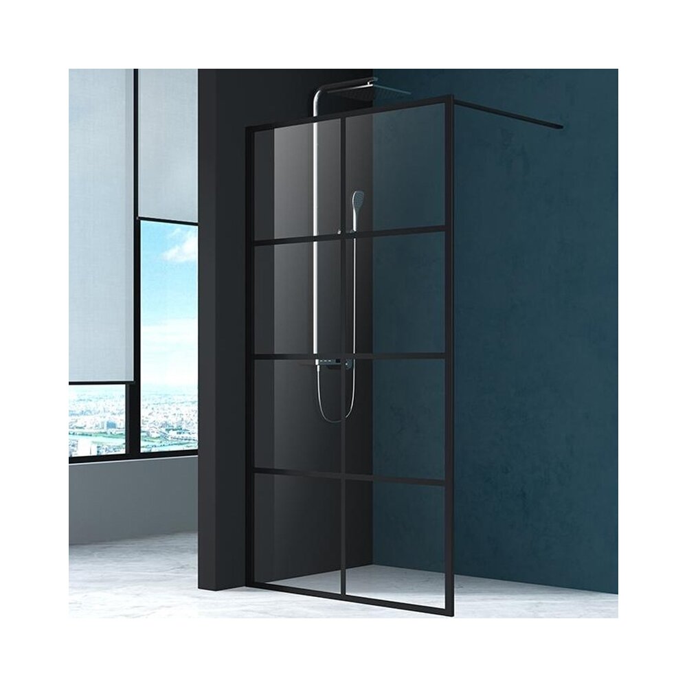 Paravan de dus Mediterraneo Black 8 100x200 cm sticla securizata