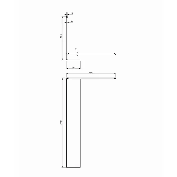 Paravan de dus tip Walk-in cu perete lateral Omnires Marina negru mat/transparent 100 cm picture - 2