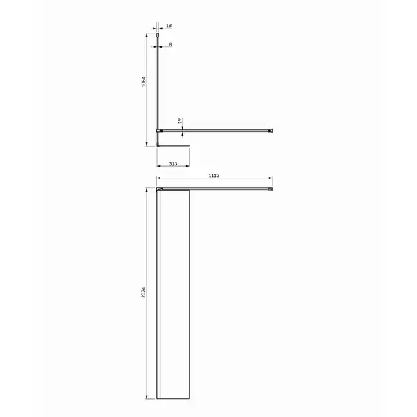 Paravan de dus tip Walk-in cu perete lateral Omnires Marina negru mat/transparent 110 cm picture - 2