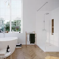 Paravan de dus tip Walk-in Massi Walk In Fix crom 140x195 cm sticla transparenta picture - 4