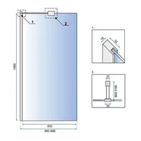 Paravan de dus tip Walk-in Rea Aero N 90x195 cm si etajera cu suport crom picture - 2