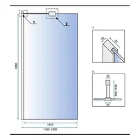 Paravan de dus tip Walk-in Rea Aero N 120x195 cm si etajera cu suport crom picture - 2