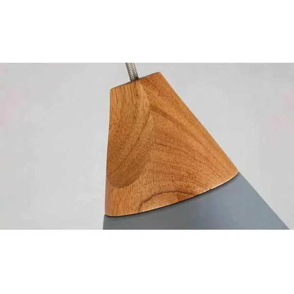 Pendul gri E27 metal/lemn model conic tip scandinav Rea APP056 picture - 8