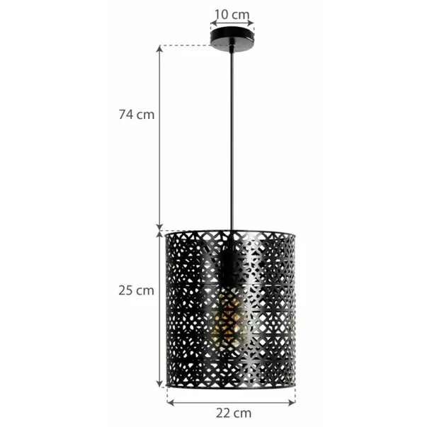 Pendul negru industrial cilindric model perforat bec vizibil Rea LH2043 picture - 6