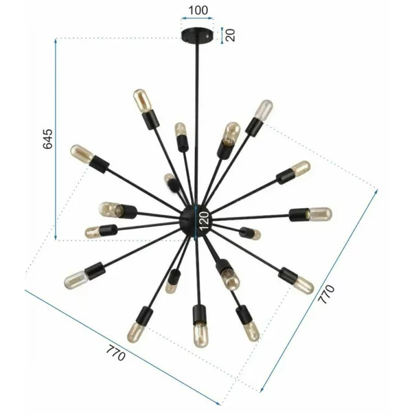 Pendul stil sfera cu 18 brate tip industrial negru Rea APP259-18C picture - 8
