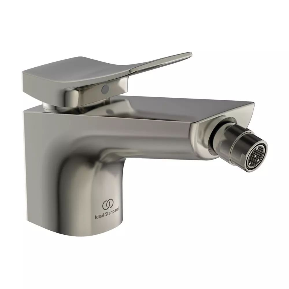 Baterie bideu Ideal Standard Atelier Conca argintiu Silver Storm cu ventil Pop-Up