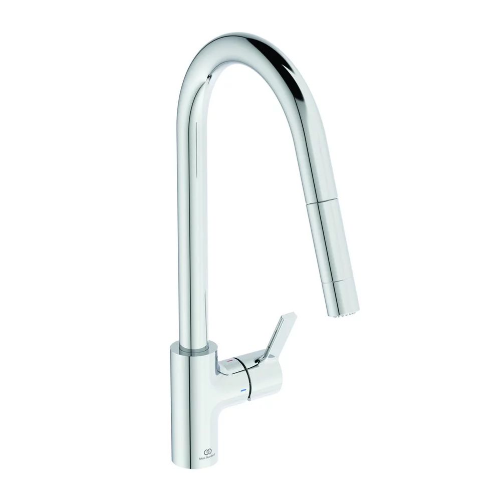 Baterie bucatarie cu dus extactibil Ideal Standard Gusto 233 crom lucios 2 tipuri de jet