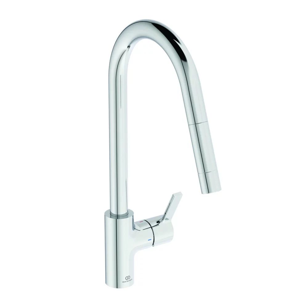 Baterie bucatarie cu dus extactibil Ideal Standard Gusto 235 crom lucios 1 tip de jet