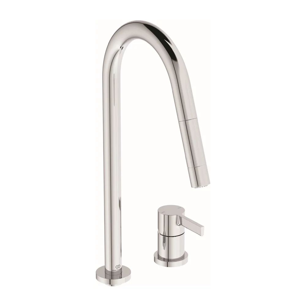 Baterie bucatarie cu dus extactibil Ideal Standard Gusto 242 crom lucios 2 tipuri de jet